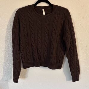 Aritzia Wool Brown Cable Knit Sweater